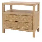 Terrena 2 Drawer Nightstand Side Table in Brushed Sand Beige Wood